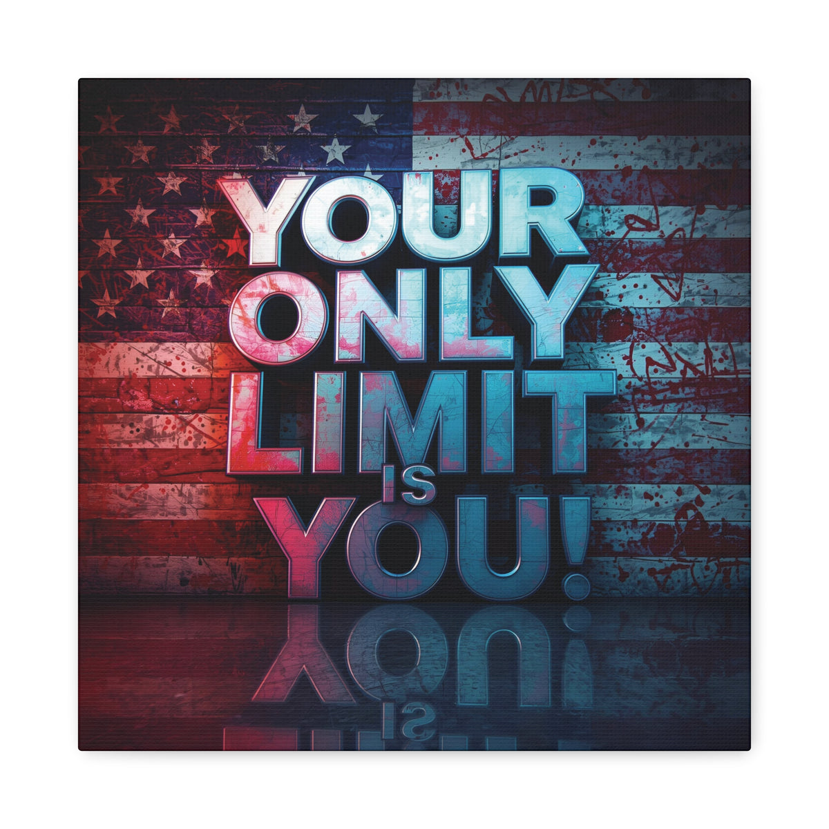 Your Only Limit Is You Canvas Wall Art - Motivational Vintage Flag Decor