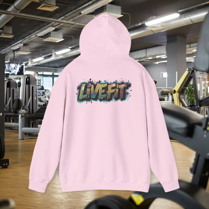 LIVE FIT Hoodie - Unisex Heavy Blend Sweatshirt - Fitness Gym Wear - Workout Apparel - S-5XL