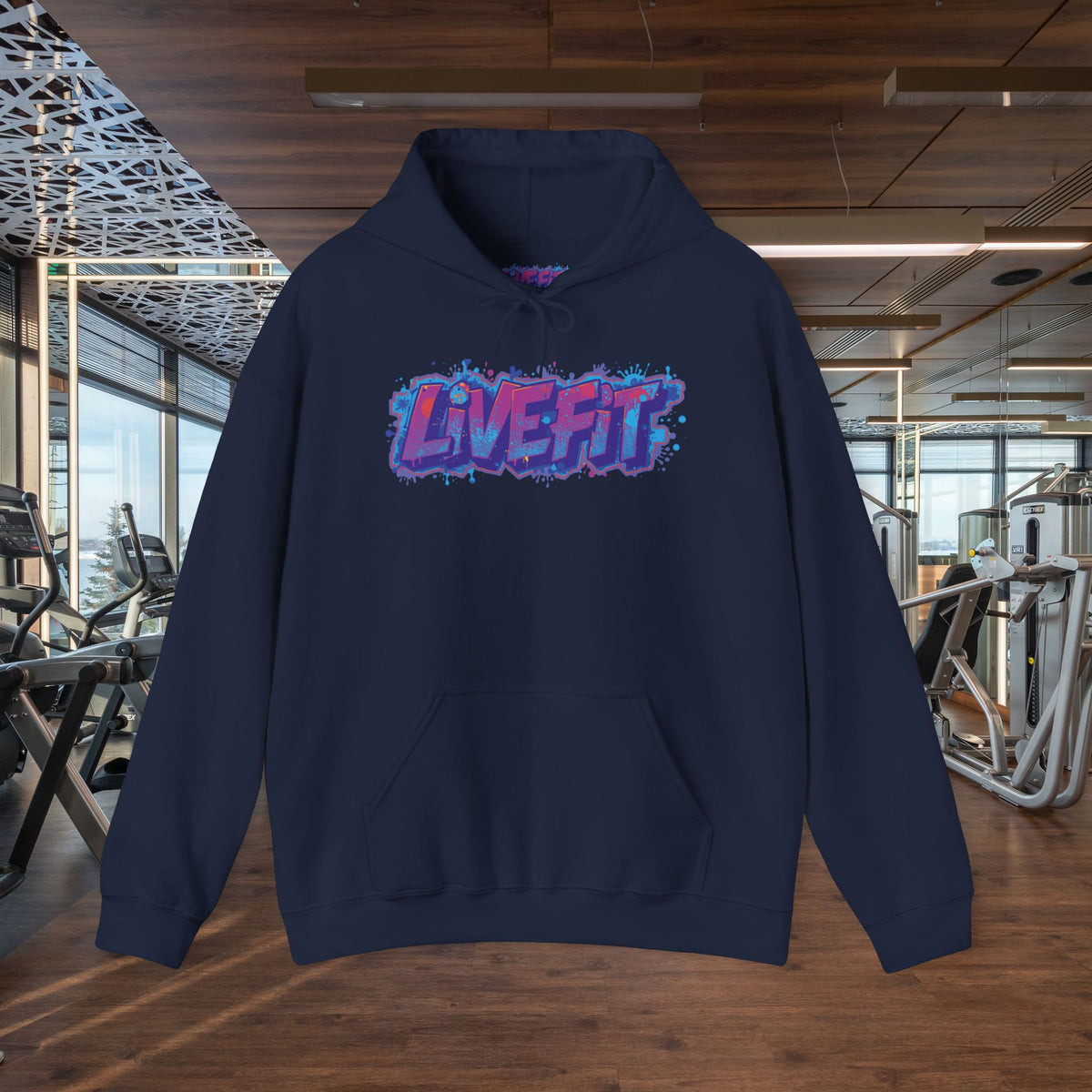 LIVE FIT Hoodie Sweatshirt - Motivational Fitness Pullover - Unisex Gym Hoodie - S-5XL