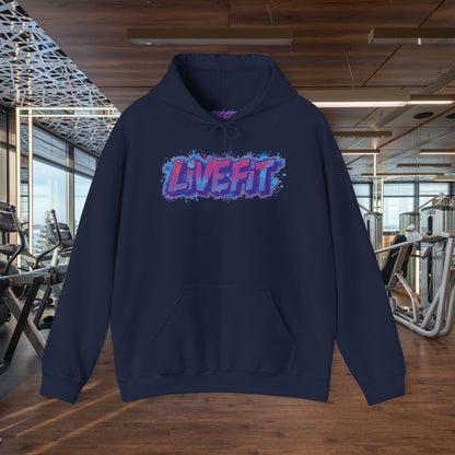LIVE FIT Hoodie Sweatshirt - Motivational Fitness Pullover - Unisex Gym Hoodie - S-5XL
