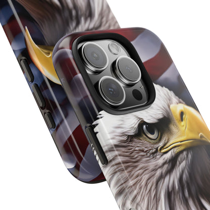 Patriotic - Bald Eagle - Phone Case - Tough Phone Case - American Flag Design - Gift for Veterans - National Holidays - Outdoor Adventures - Eagle Lover
