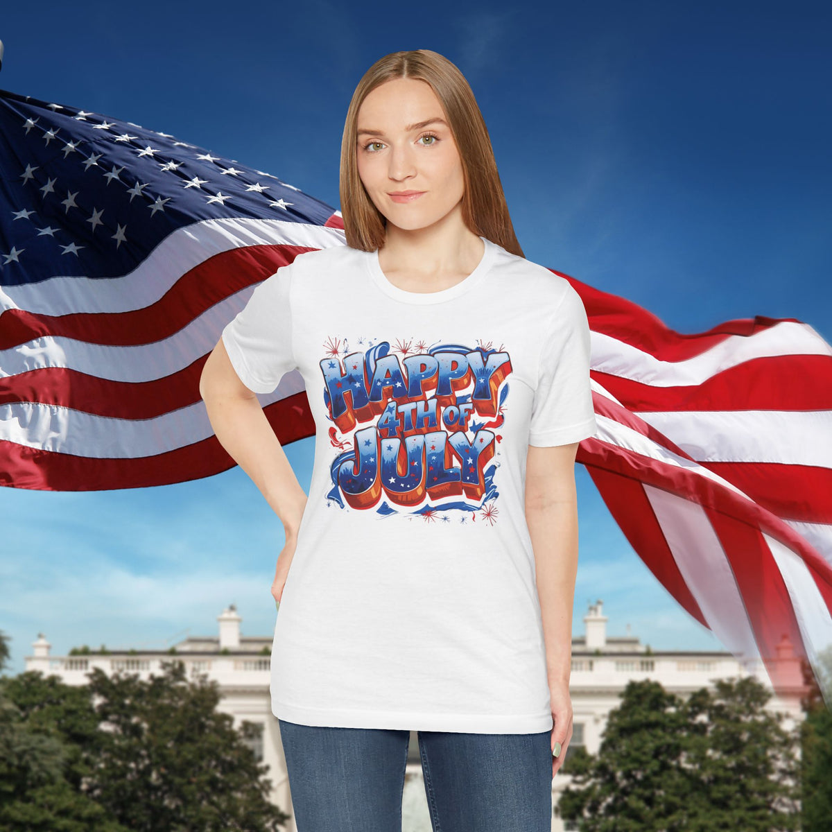 Happy 4th of July T-Shirt - Independence Day Bald Eagle - American Flag Graphic Tee