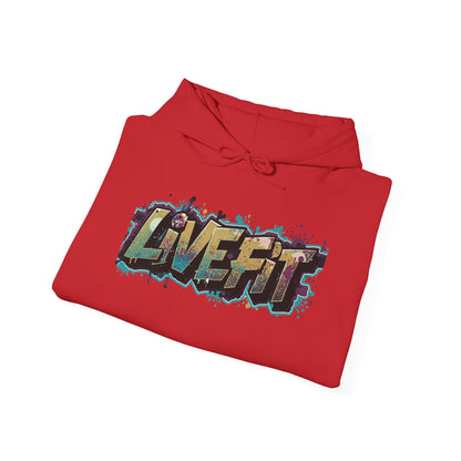 LIVE FIT Hoodie - Unisex Heavy Blend Sweatshirt - Fitness Gym Wear - Workout Apparel - S-5XL