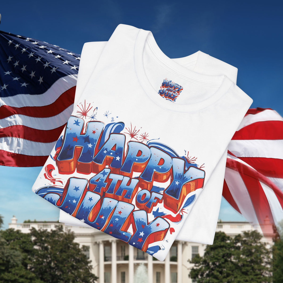 Happy 4th of July T-Shirt - Independence Day Bald Eagle - American Flag Graphic Tee