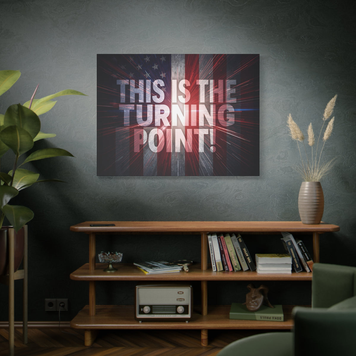 This Is The Turning Point! Canvas Wall Art - Patriotic American Flag - Red White Blue - Motivational Decor - 36 Sizes
