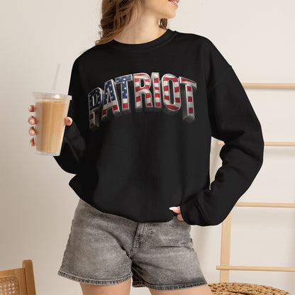 Patriot Fit Life Crewneck Sweatshirt - Arched American Flag 'PATRIOT' Graphic | Unisex S-4XL