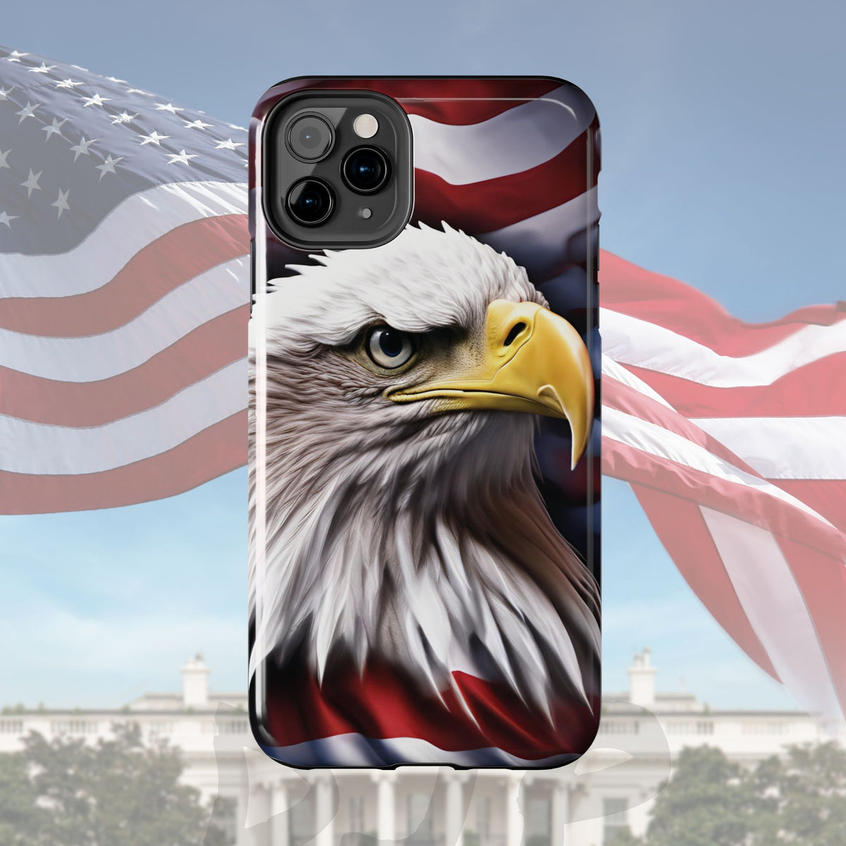 Patriotic - Bald Eagle - Phone Case - Tough Phone Case - American Flag Design - Gift for Veterans - National Holidays - Outdoor Adventures - Eagle Lover