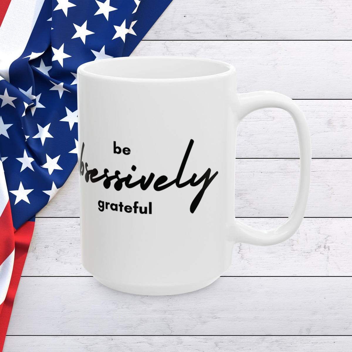 Grateful Mug - Inspirational Quote - White Ceramic - 11oz/15oz