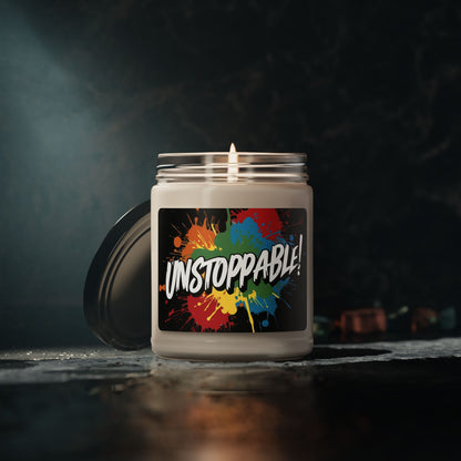 Unstoppable! Scented Soy Candle - 9oz - Motivational Fitness Gift - 10 Scent Options - Eco-Friendly Home Decor
