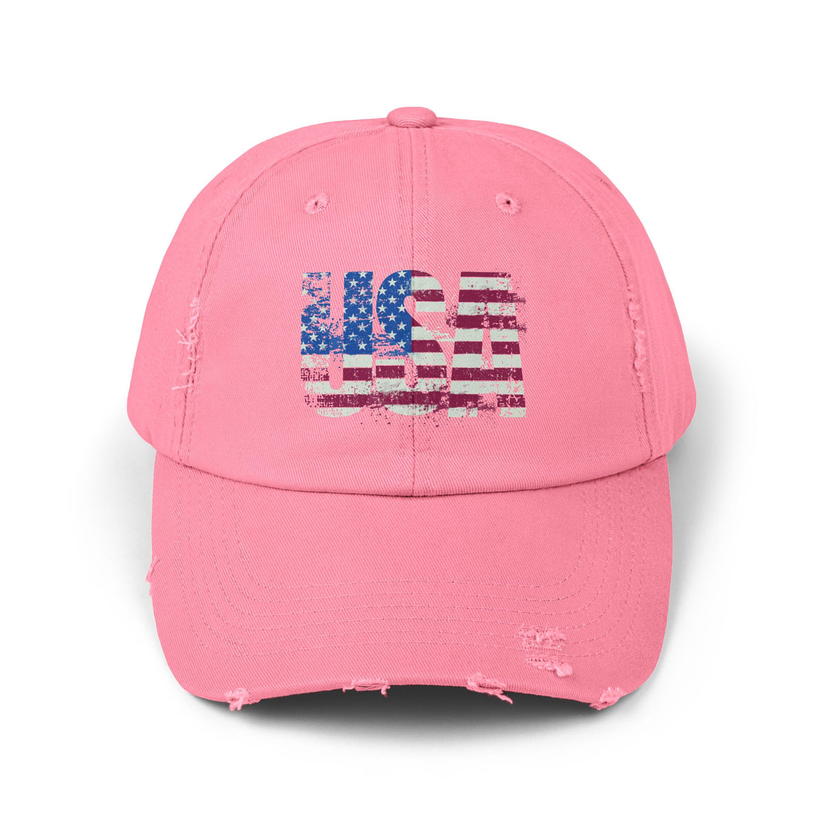 USA Distressed Flag Cap - Unisex Cotton Twill Hat - Patriotic Headwear