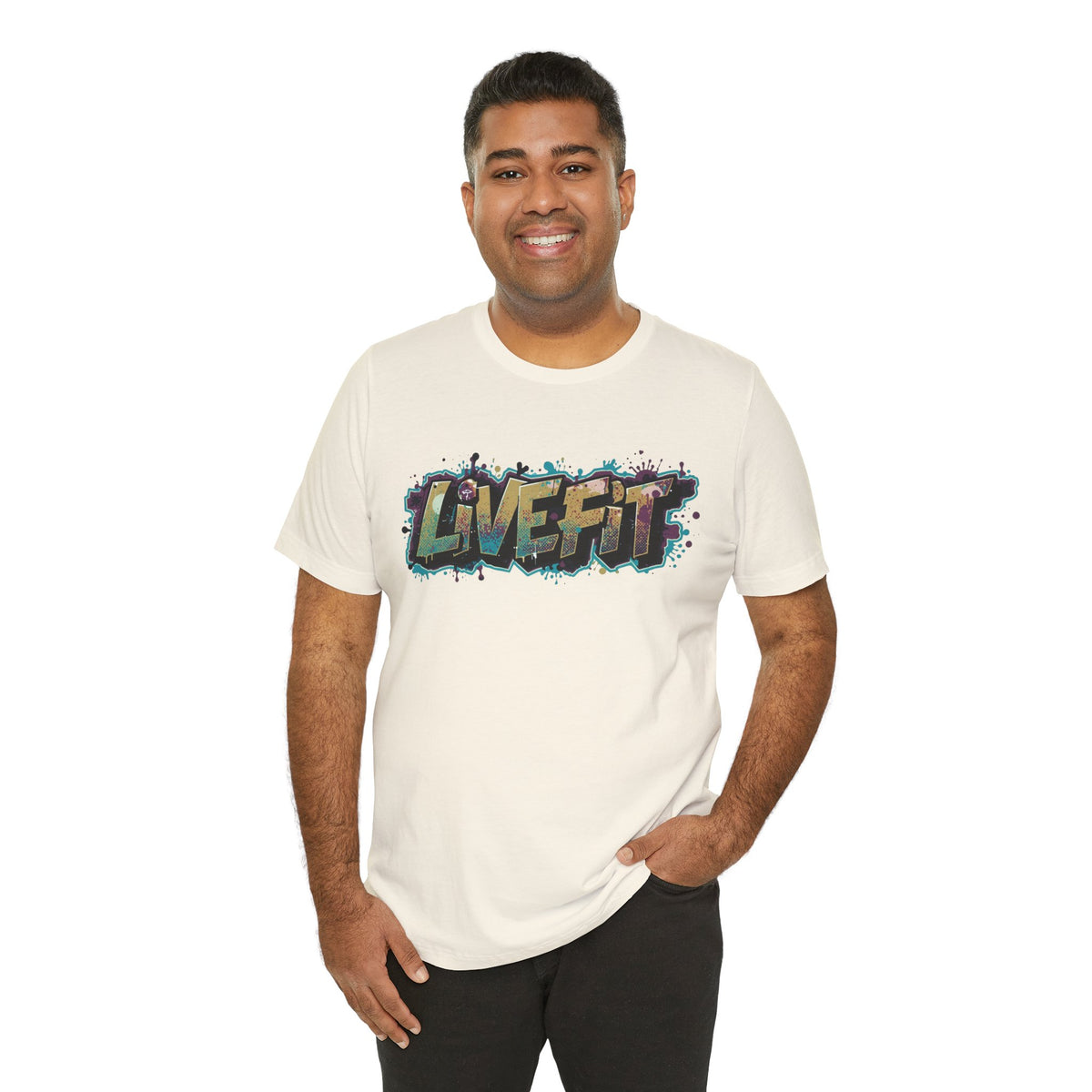 LIVE FIT Graphic Fitness Tee - Motivational Workout T-Shirt - Unisex XS-4XL