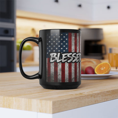 Blessed Mug - Vintage American Flag Design - Patriotic Gift - 11oz/15oz