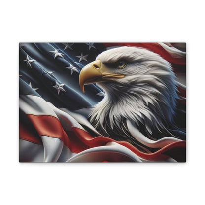 Patriotic Eagle Canvas Wall Art - American Flag Background - USA Decor