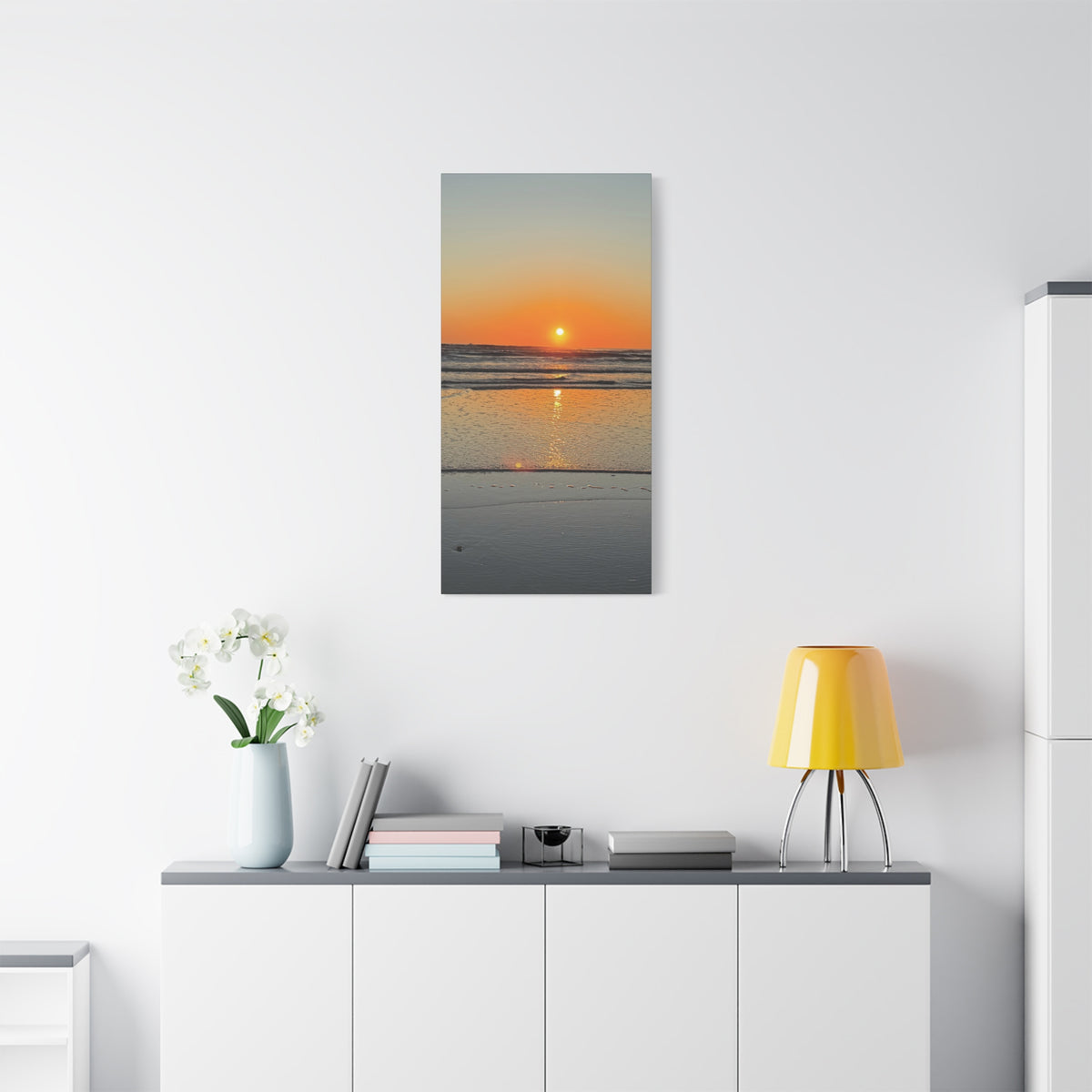 Sunset Beach Canvas Print, Ocean Decor, Wall Art, Home Decor, Coastal Artwork for Living Room
