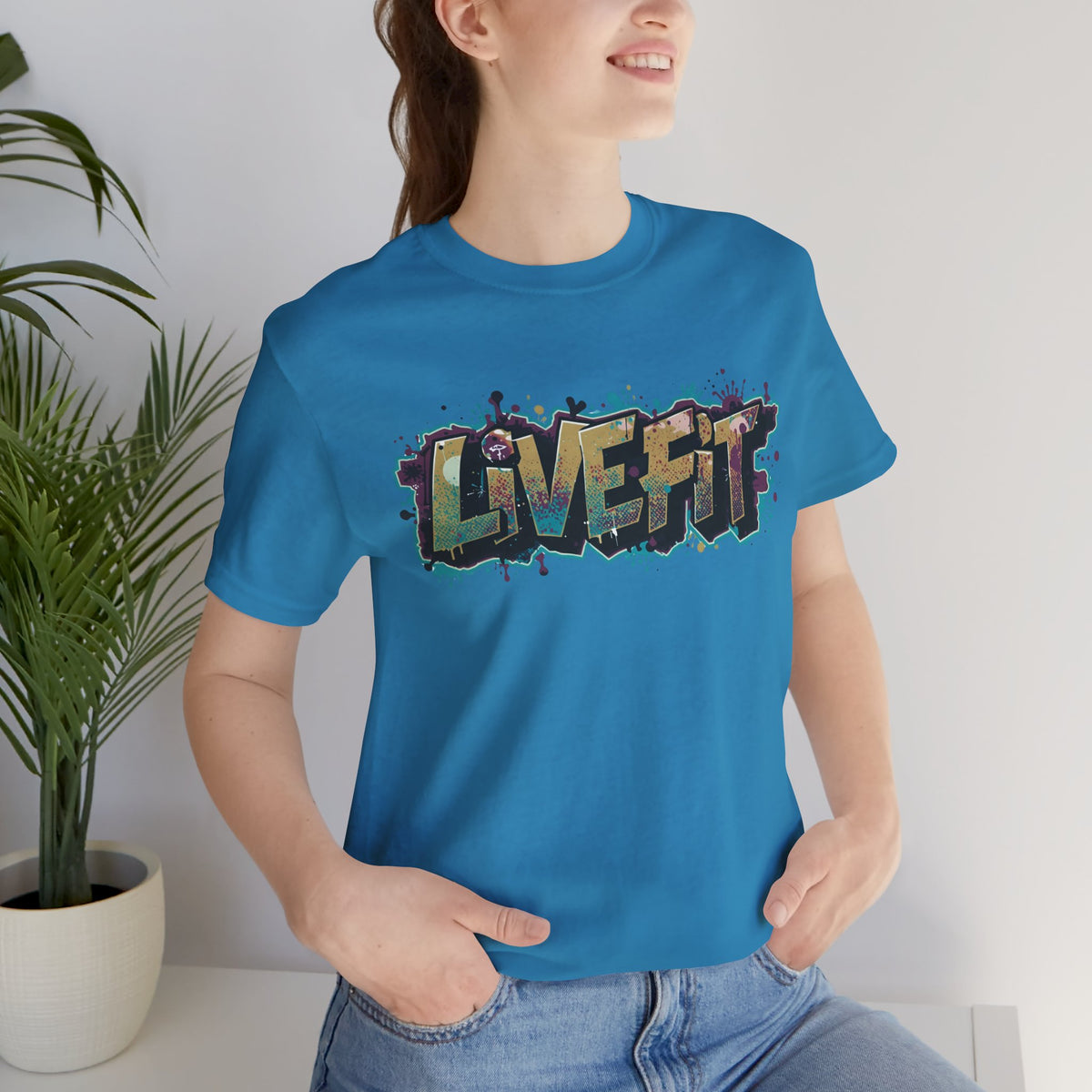 LIVE FIT Graphic Fitness Tee - Motivational Workout T-Shirt - Unisex XS-4XL