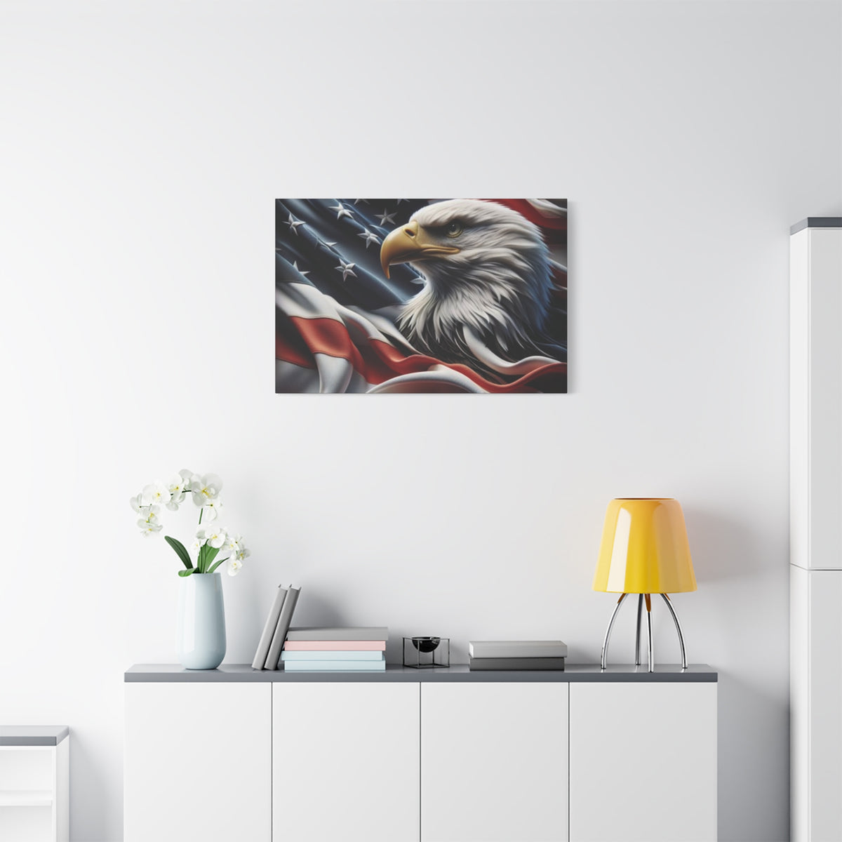 Patriotic Eagle Canvas Wall Art - American Flag Decor - Red White Blue - Gallery Wrapped - 27 Sizes - Veteran Gift