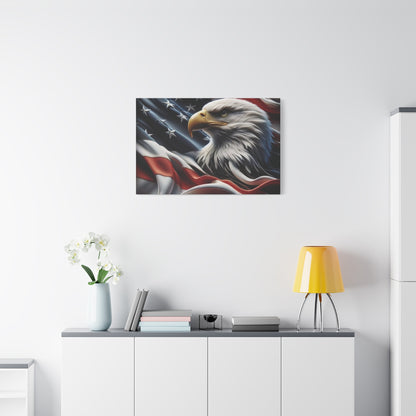 Patriotic Eagle Canvas Wall Art - American Flag Decor - Red White Blue - Gallery Wrapped - 27 Sizes - Veteran Gift