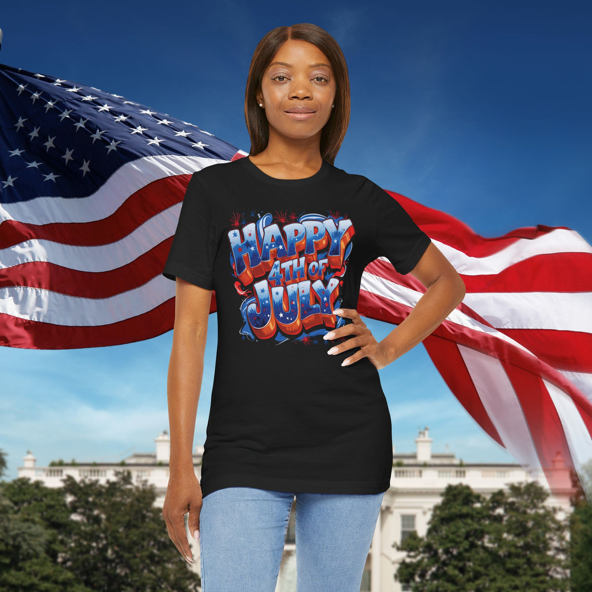 Happy 4th of July T-Shirt - Independence Day Bald Eagle - American Flag Graphic Tee