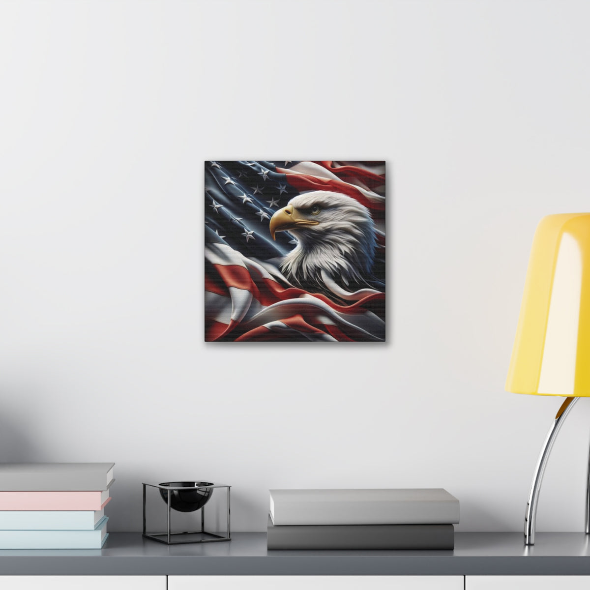 Patriotic Eagle Canvas Wall Art - American Flag Background - USA Decor