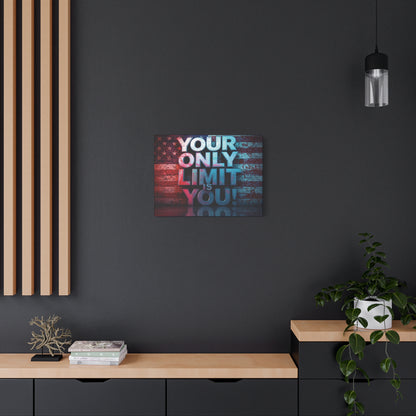 Your Only Limit Is You Canvas Wall Art - Motivational Vintage Flag Decor
