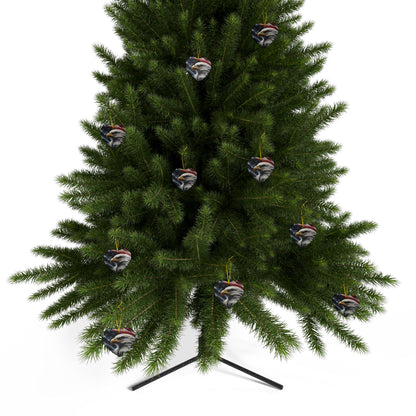 Patriotic Eagle Ornaments - American Flag Backdrop - 2 Sided Same Pic -
