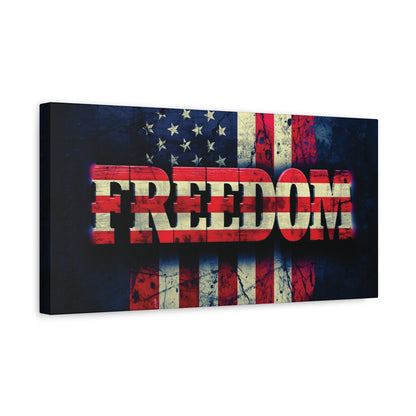 Freedom Canvas Wall Art - Patriotic Vintage American Flag - Gallery Wrapped - Red White Blue - 35 Sizes Available