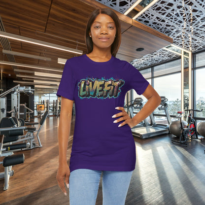 LIVE FIT Graphic Fitness Tee - Motivational Workout T-Shirt - Unisex XS-4XL