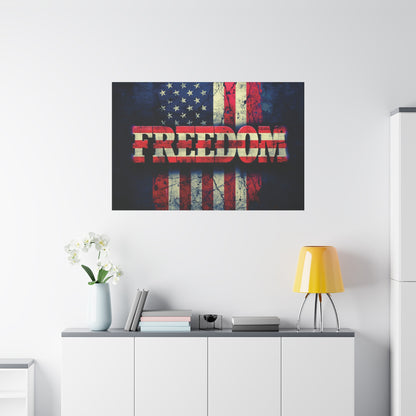Freedom Canvas Wall Art - Patriotic Vintage American Flag - Gallery Wrapped - Red White Blue - 35 Sizes Available