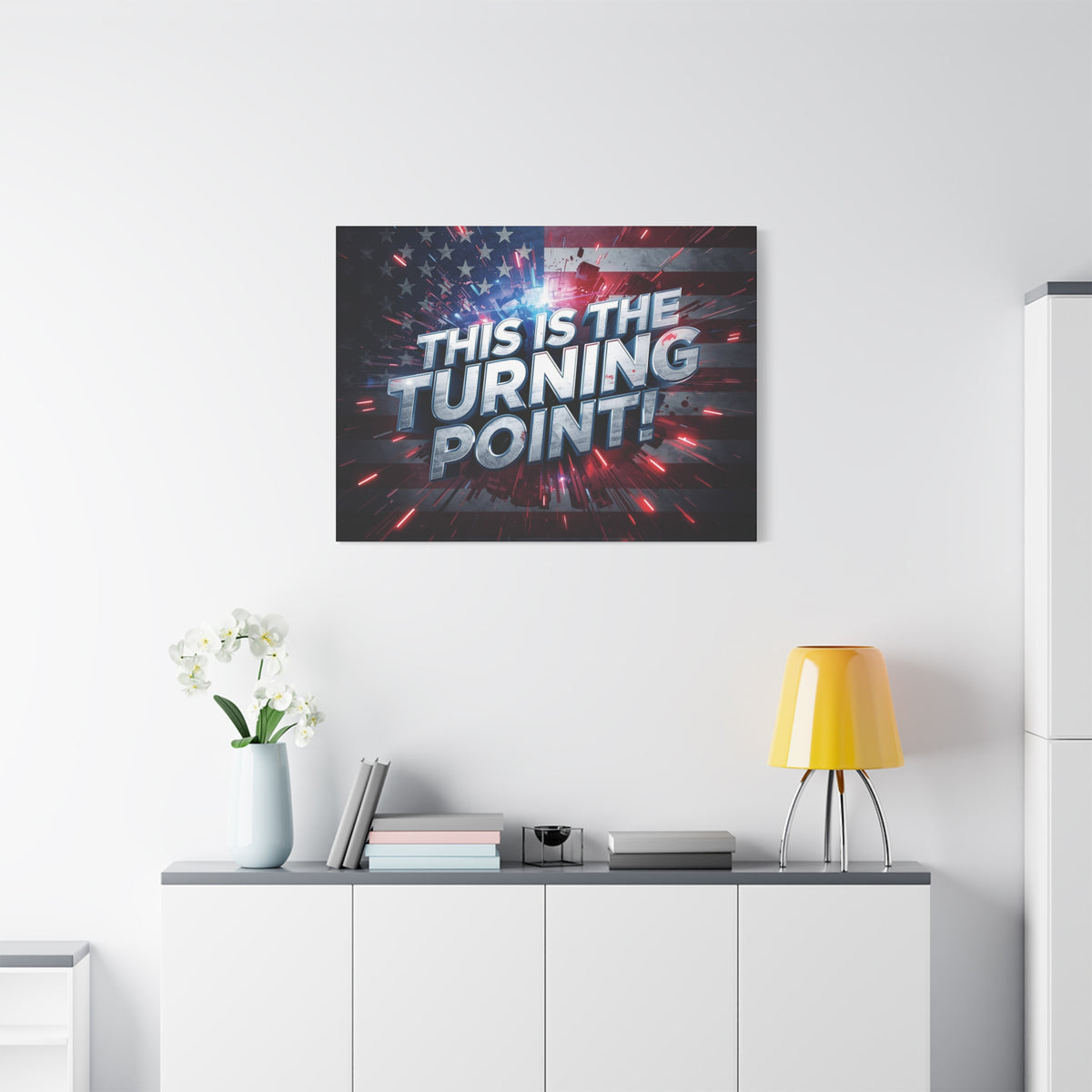 This Is The Turning Point! Canvas Wall Art - Patriotic American Flag - Red White Blue - Motivational Decor - 32 Sizes