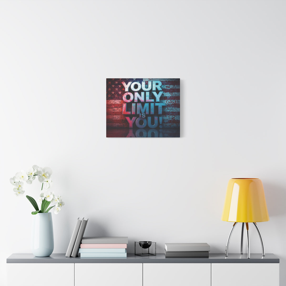 Your Only Limit Is You Canvas Wall Art - Motivational Vintage Flag Decor