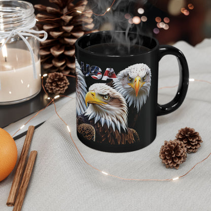 Majestic USA Bald Eagle Black Mug - Patriotic Wildlife Design - 11oz/15oz