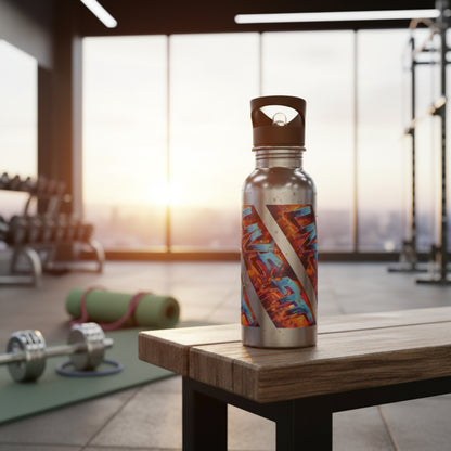 Vibrant - LIVE FIT - Stainless Steel  - 20oz - Water Bottle - Flip Top Spout - With Straw - Eco-Friendly - Fitness