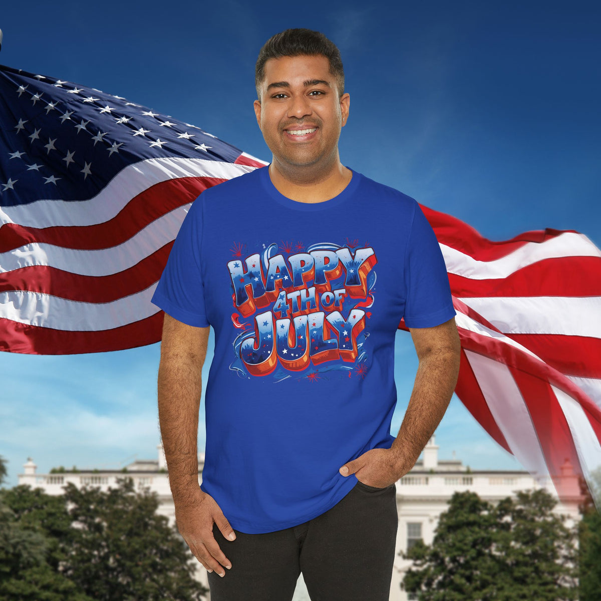 Happy 4th of July T-Shirt - Independence Day Bald Eagle - American Flag Graphic Tee