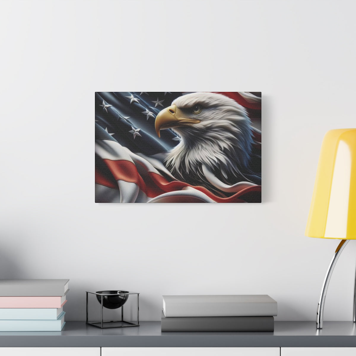 Patriotic Eagle Canvas Wall Art - American Flag Decor - Red White Blue - Gallery Wrapped - 27 Sizes - Veteran Gift