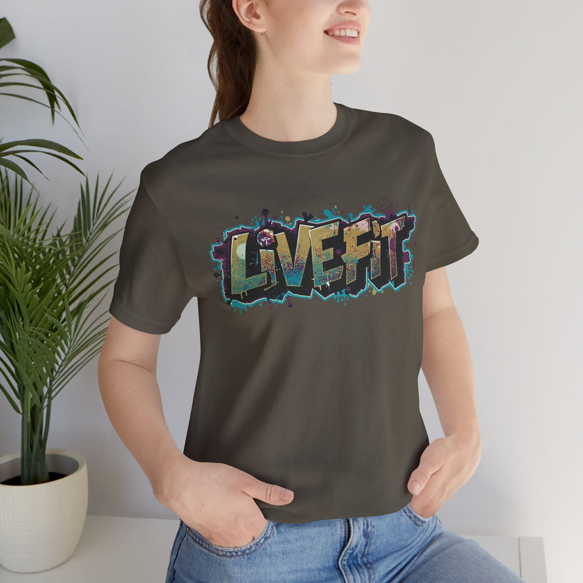 LIVE FIT Graphic Fitness Tee - Motivational Workout T-Shirt - Unisex XS-4XL