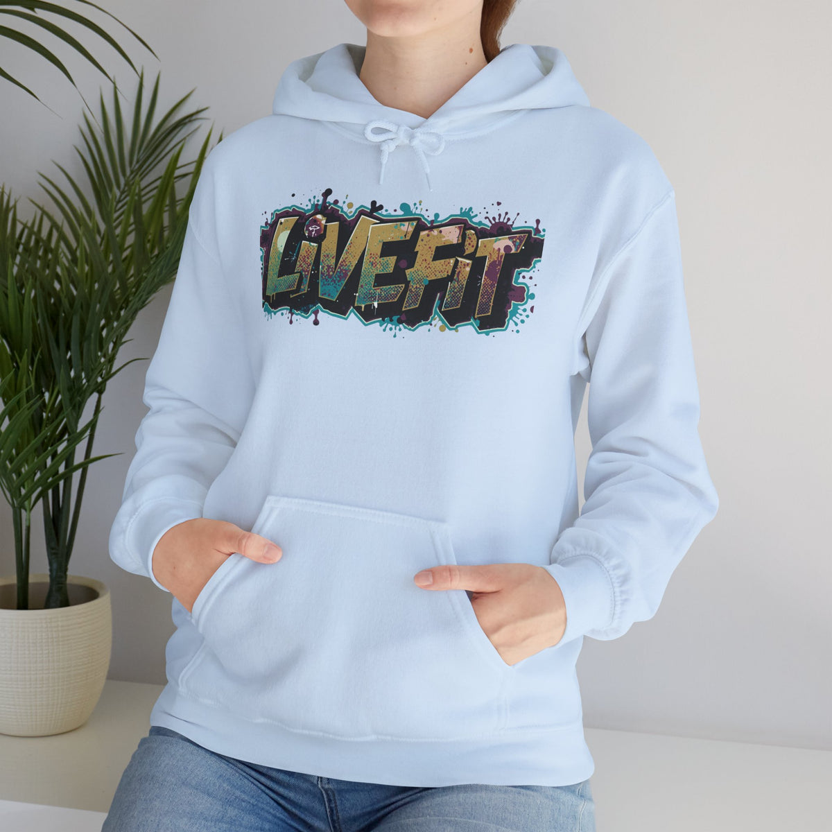 LIVE FIT Hoodie - Unisex Heavy Blend Sweatshirt - Fitness Gym Wear - Workout Apparel - S-5XL