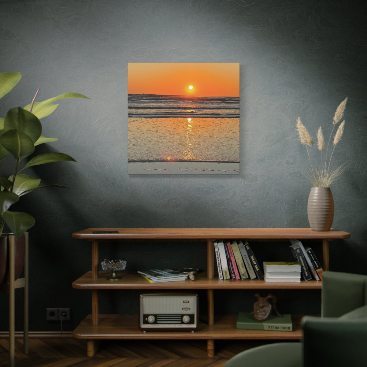 Sunset Beach Canvas Print, Ocean Decor, Wall Art, Home Decor, Coastal Artwork for Living Room