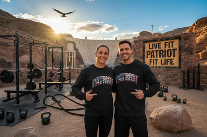 Patriot Fit Life Crewneck Sweatshirt - Arched American Flag 'PATRIOT' Graphic | Unisex S-4XL
