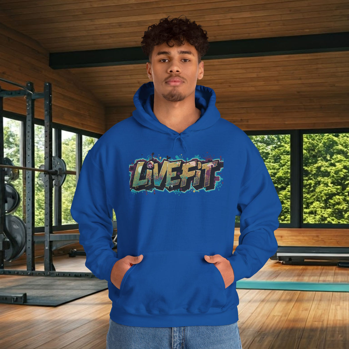 LIVE FIT Hoodie - Unisex Heavy Blend Sweatshirt - Fitness Gym Wear - Workout Apparel - S-5XL