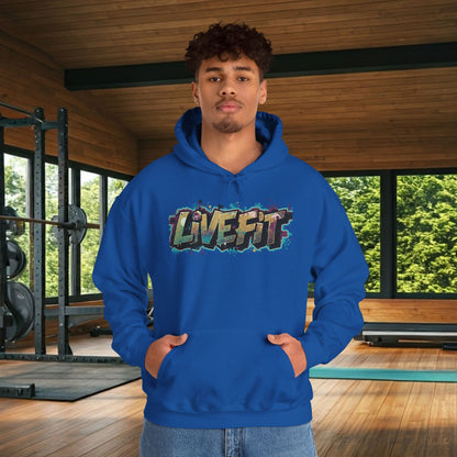 LIVE FIT Hoodie - Unisex Heavy Blend Sweatshirt - Fitness Gym Wear - Workout Apparel - S-5XL