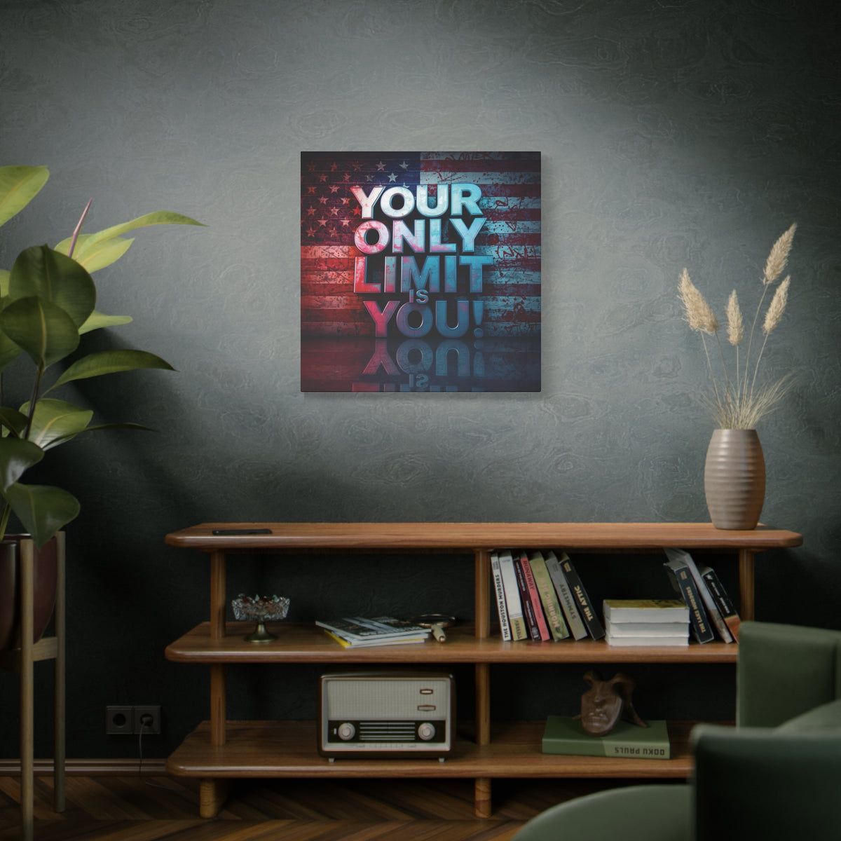 Your Only Limit Is You Canvas Wall Art - Motivational Vintage Flag Decor
