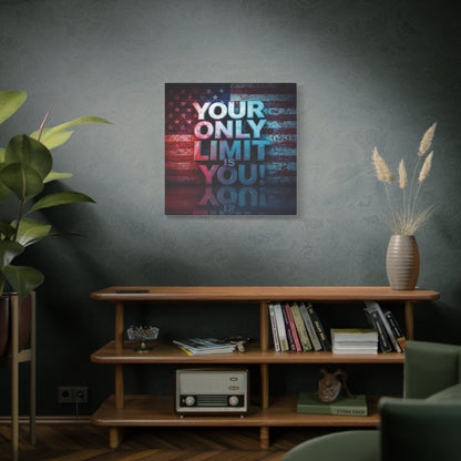 Your Only Limit Is You Canvas Wall Art - Motivational Vintage Flag Decor
