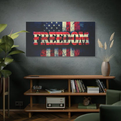 Freedom Canvas Wall Art - Patriotic Vintage American Flag - Gallery Wrapped - Red White Blue - 35 Sizes Available
