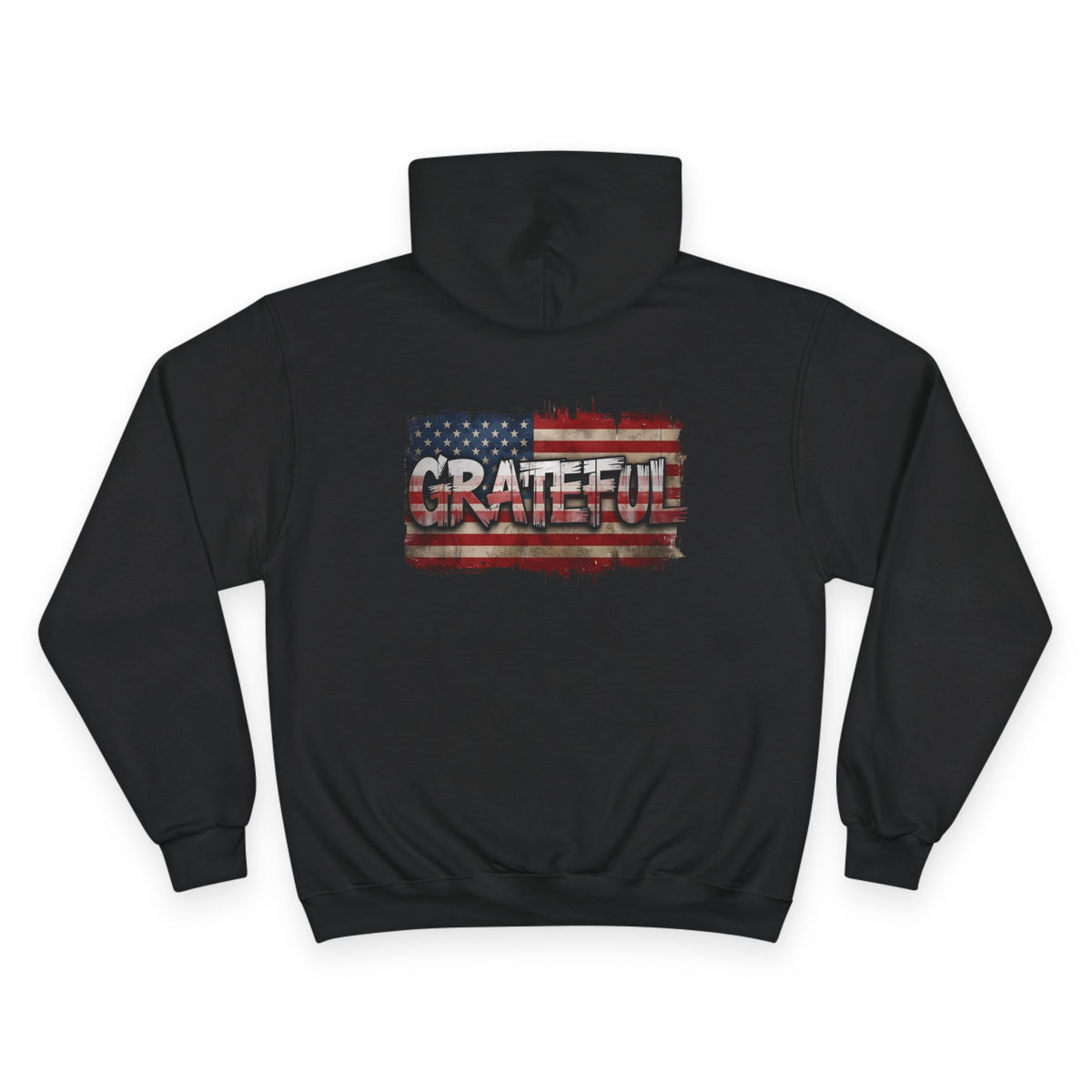 Grateful - Champion Hoodie - Vintage American Flag Design - Red White Blue - Unisex S-3XL