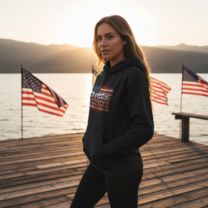 Grateful - Champion Hoodie - Vintage American Flag Design - Red White Blue - Unisex S-3XL