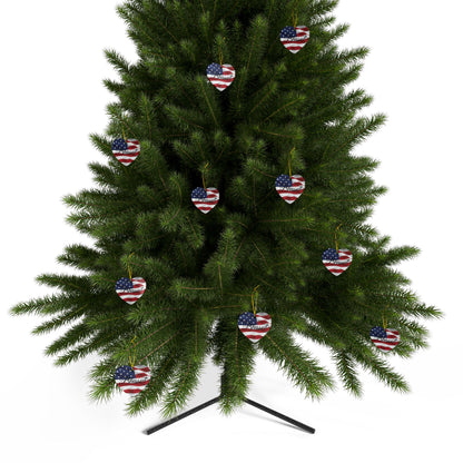 Ceramic Ornaments - Patriotic - Blessed Print - American Flag Backdrop - Red White & Blue