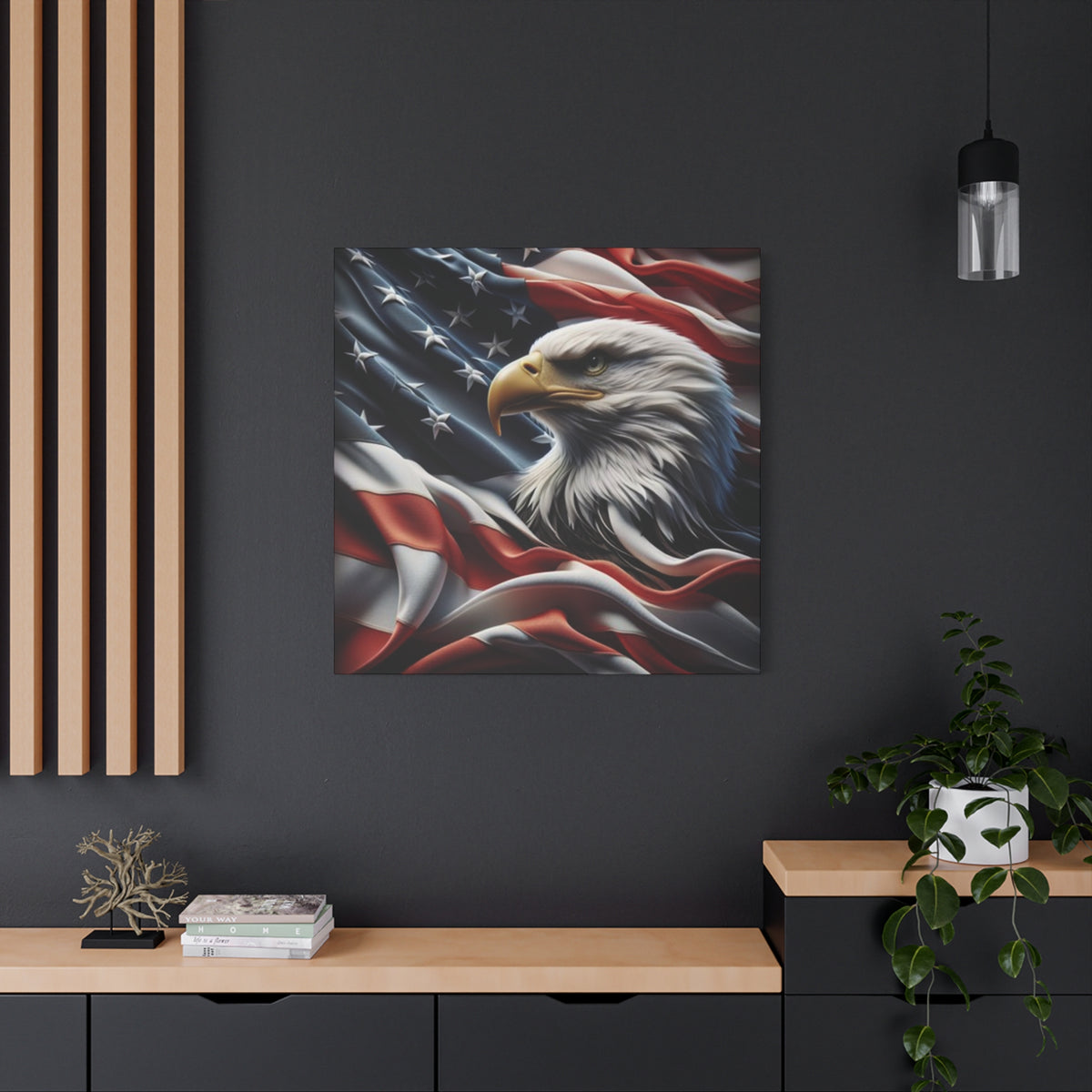 Patriotic Eagle Canvas Wall Art - American Flag Decor - Red White Blue - Gallery Wrapped - 27 Sizes - Veteran Gift