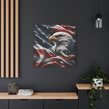 Patriotic Eagle Canvas Wall Art - American Flag Decor - Red White Blue - Gallery Wrapped - 27 Sizes - Veteran Gift
