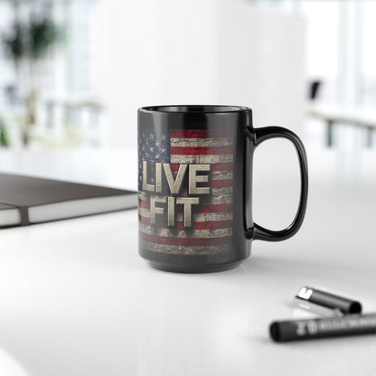 LIVE FIT Vintage American Flag Mug (11oz/15oz)