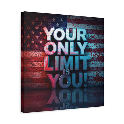 Your Only Limit Is You Canvas Wall Art - Motivational Vintage Flag Decor